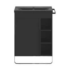 GoodHome Plan vasque faible profondeur noir Nira 60 cm