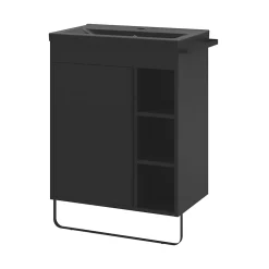 GoodHome Plan vasque faible profondeur noir Nira 60 cm