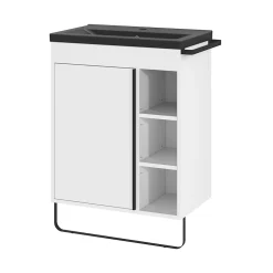 GoodHome Plan vasque faible profondeur noir Nira 60 cm