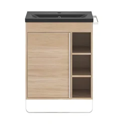 GoodHome Plan vasque faible profondeur noir Nira 60 cm