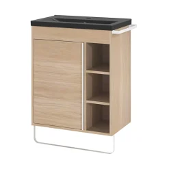 GoodHome Plan vasque faible profondeur noir Nira 60 cm