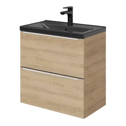 GoodHome Plan vasque faible profondeur noir Nira 60 cm