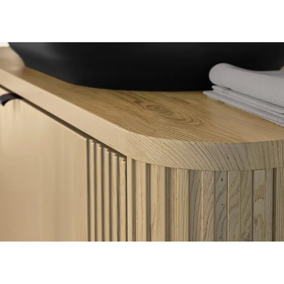 Meublorama Plan vasque KORI 120 cm chene clair Accessoire pour meuble sous vasque* Plan Double Vasque