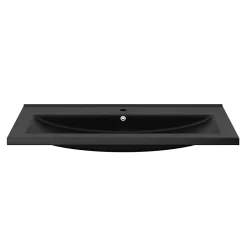 GoodHome Plan vasque l.100 cm Nira en porcelaine vitrifié coloris noir