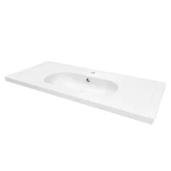 GoodHome Plan vasque l.100,6 x H.12,3 x P.45,2 cm, en céramique blanche, levanna