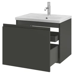GoodHome Plan vasque l.60,6 x H.12,3 x P.45,2 cm, en céramique blanche, levanna* Plan Simple Vasque