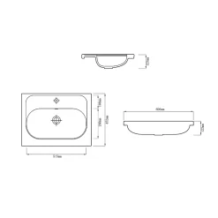 GoodHome Plan vasque l.60,6 x H.12,3 x P.45,2 cm, en céramique blanche, levanna* Plan Simple Vasque