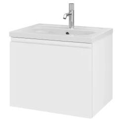 GoodHome Plan vasque l.60,6 x H.12,3 x P.45,2 cm, en céramique blanche, levanna* Plan Simple Vasque