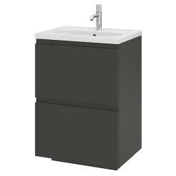 GoodHome Plan vasque l.60,6 x H.12,3 x P.45,2 cm, en céramique blanche, levanna* Plan Simple Vasque