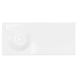 GoodHome Plan vasque l.100 x P.45 cm en céramique avec plage de dépose à droite, blanc, Kentia
