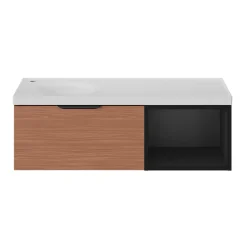 GoodHome Plan vasque l.100 x P.45 cm en céramique avec plage de dépose à droite, blanc, Kentia