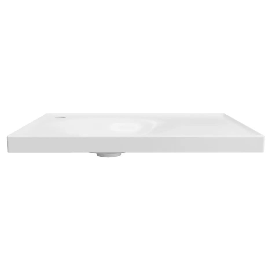 GoodHome Plan vasque l.60 x P.45 cm en céramique avec plage de dépose à droite, blanc, Kentia