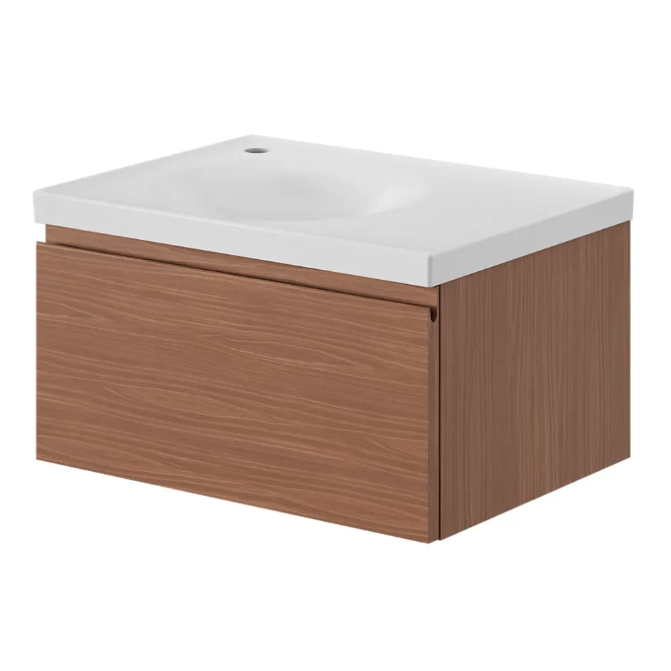 GoodHome Plan vasque l.60 x P.45 cm en céramique avec plage de dépose à droite, blanc, Kentia
