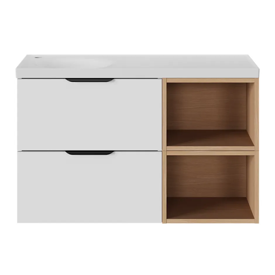 GoodHome Plan vasque l.60 x P.45 cm en céramique avec plage de dépose à droite, blanc, Kentia