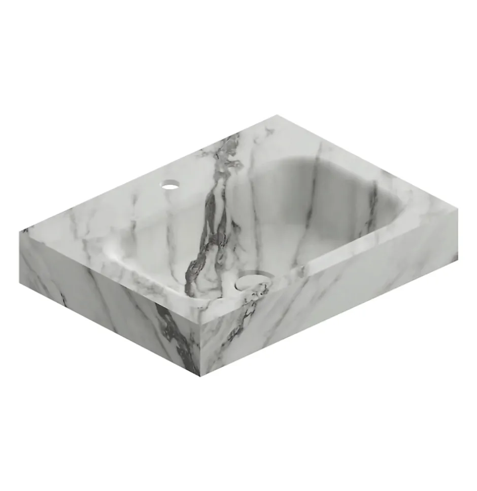 Ipiemme SRL Plan vasque L.60 x P.45,3 x H.10 cm, finition blanc veiné, Stonetec