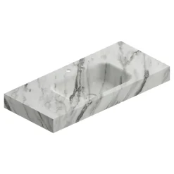 Ipiemme SRL Plan vasque L.100 x P.45,3 x H.10 cm, finition blanc veiné, Stonetec* Plan Simple Vasque