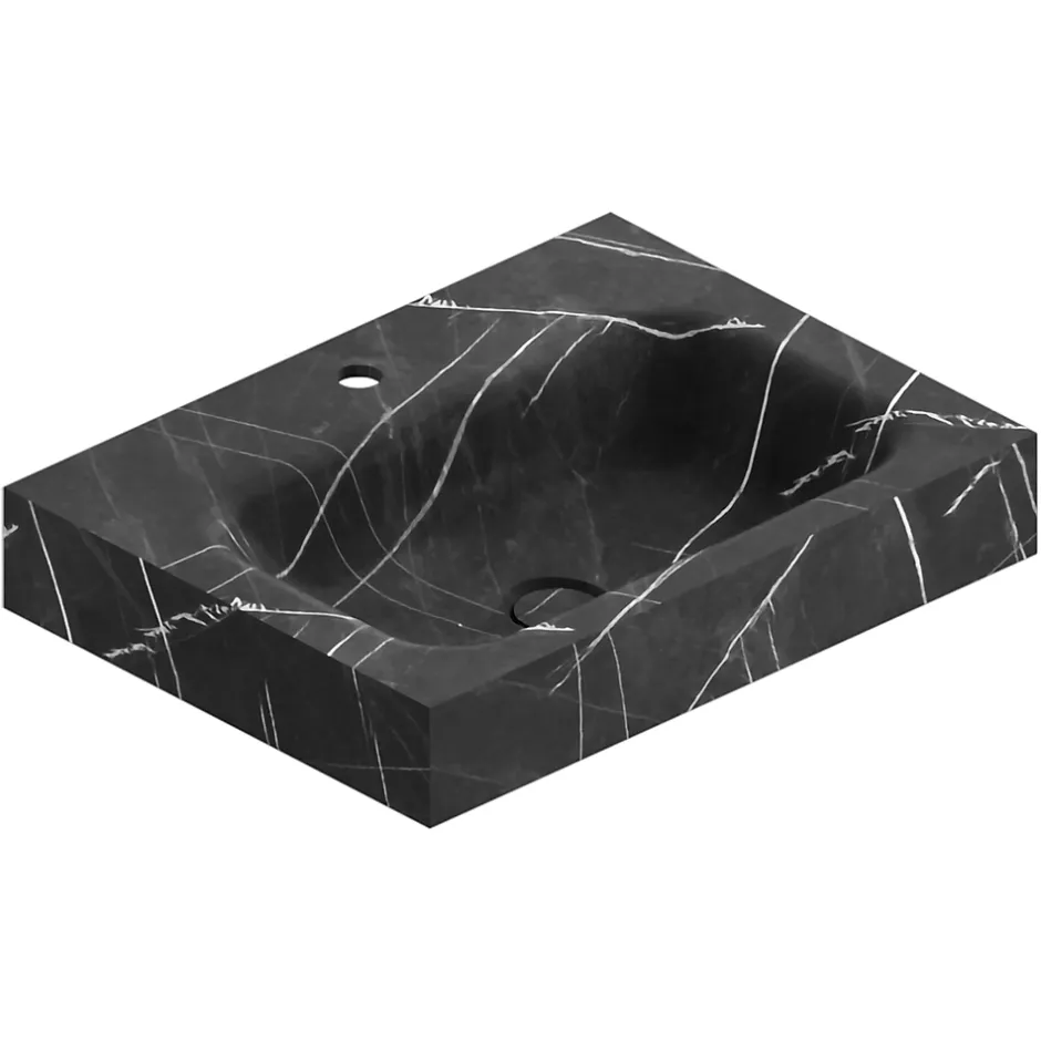Ipiemme SRL Plan vasque L.60 x P.45,3 x H.10 cm, finition noir veiné, Stonetec