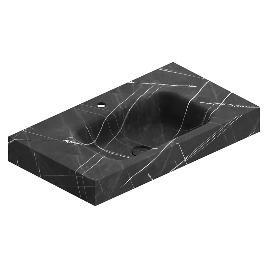 Ipiemme SRL Plan vasque L.80 x P.45,3 x H.10 cm, finition noir veiné, Stonetec