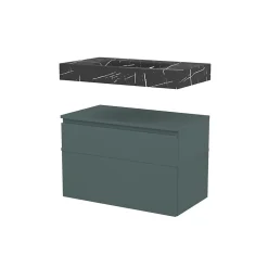 Ipiemme SRL Plan vasque L.80 x P.45,3 x H.10 cm, finition noir veiné, Stonetec