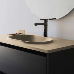 Poalgi Plan vasque lavabo résine Wraitom 100x46 cm beige albero série Bül* Plan Simple Vasque