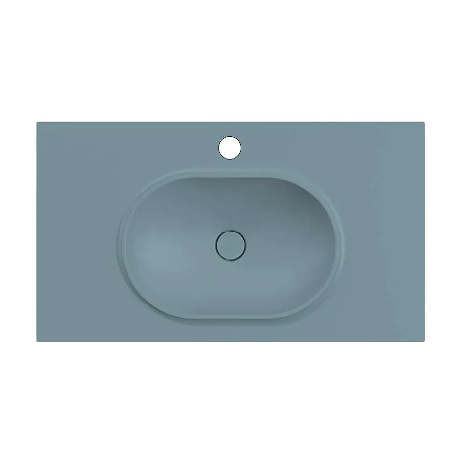 Poalgi Plan vasque lavabo résine Wraitom 80x46 cm vert liquen série Bül* Plan Simple Vasque