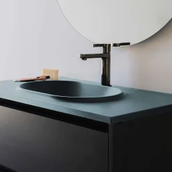 Poalgi Plan vasque lavabo résine Wraitom 80x46 cm vert liquen série Bül* Plan Simple Vasque