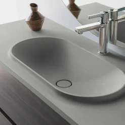 Poalgi Plan vasque lavabo résine Wraitom 100x46 cm gris humo série Bül* Plan Simple Vasque