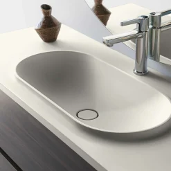 Poalgi Plan vasque lavabo résine Wraitom 100x46 cm blanc marfil série Bül* Plan Simple Vasque