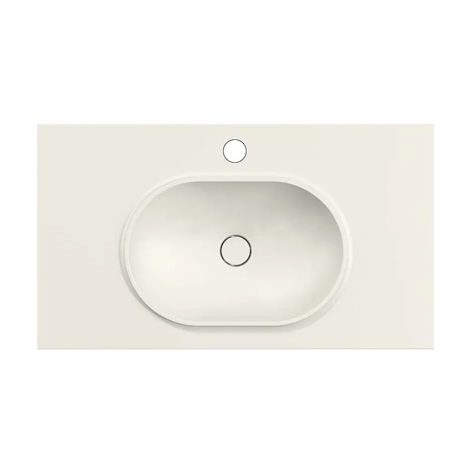 Poalgi Plan vasque lavabo résine Wraitom 100x46 cm blanc marfil série Bül* Plan Simple Vasque