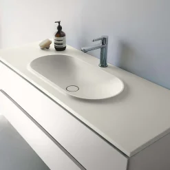 Poalgi Plan vasque lavabo résine Wraitom 100x46 cm blanc marfil série Bül* Plan Simple Vasque