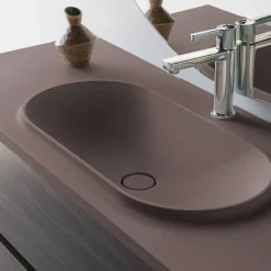 Poalgi Plan vasque lavabo résine Wraitom 100x46 cm marron tundra série Bül* Plan Simple Vasque