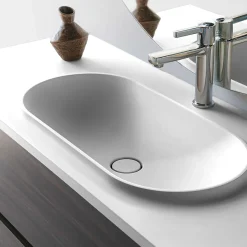 Poalgi Plan vasque lavabo résine Wraitom 120x46 cm blanc série Bül