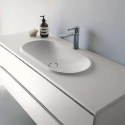 Poalgi Plan vasque lavabo résine Wraitom 120x46 cm blanc série Bül