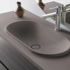 Poalgi Plan vasque lavabo résine Wraitom 120x46 cm gris concret série Bül