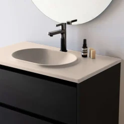 Poalgi Plan vasque lavabo résine Wraitom 120x46 cm blanc perle série Bül* Plan Simple Vasque