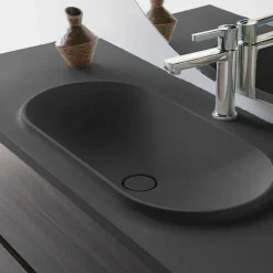 Poalgi Plan vasque lavabo résine Wraitom 100x46 cm noir antracita série Bül* Plan Simple Vasque
