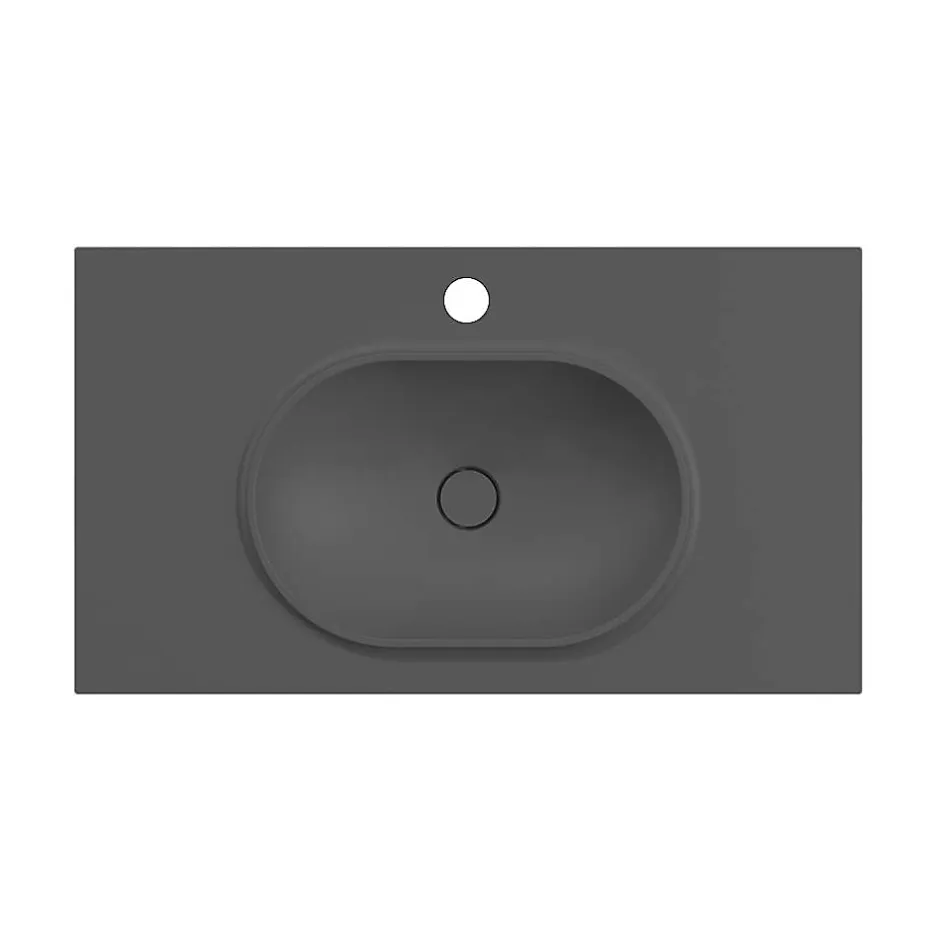 Poalgi Plan vasque lavabo résine Wraitom 100x46 cm noir antracita série Bül* Plan Simple Vasque