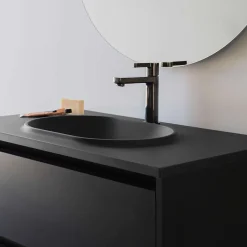 Poalgi Plan vasque lavabo résine Wraitom 100x46 cm noir antracita série Bül* Plan Simple Vasque