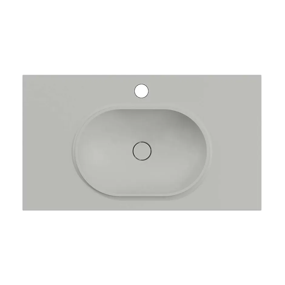 Poalgi Plan vasque lavabo résine Wraitom 80x46 cm gris humo série Bül* Plan Simple Vasque