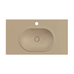 Poalgi Plan vasque lavabo résine Wraitom 80x46 cm beige albero série Bül* Plan Simple Vasque