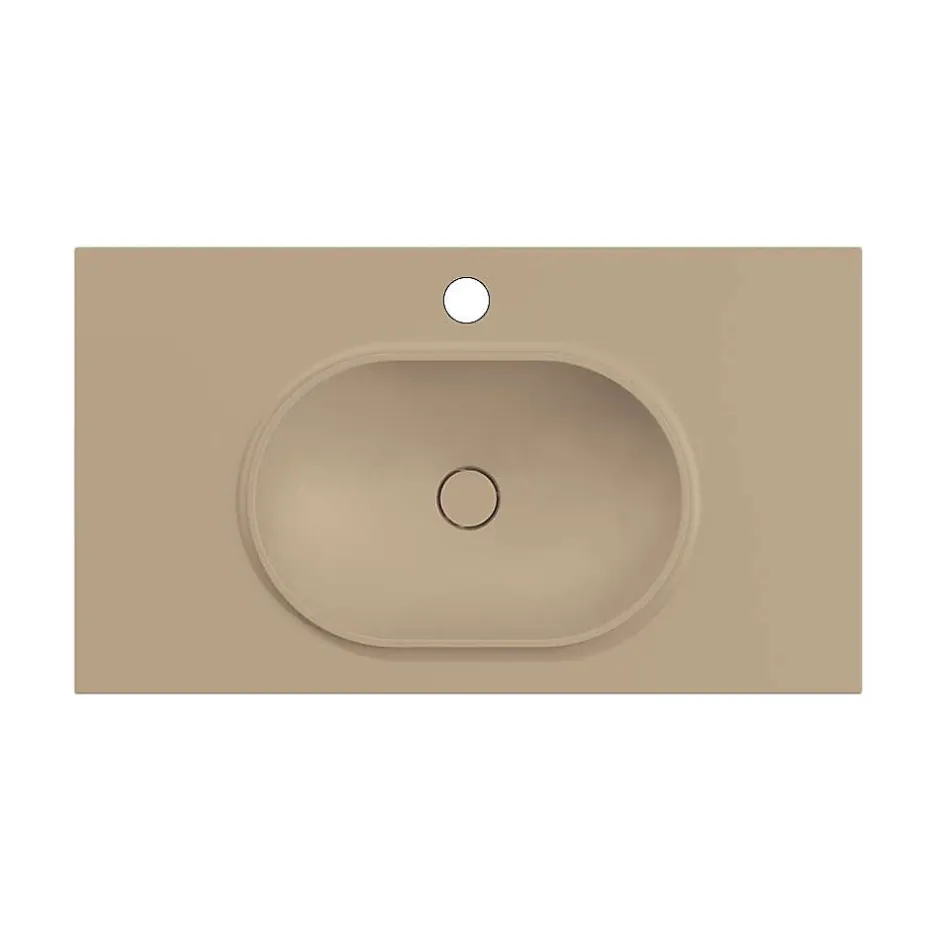 Poalgi Plan vasque lavabo résine Wraitom 80x46 cm beige albero série Bül* Plan Simple Vasque