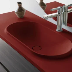 Poalgi Plan vasque lavabo résine Wraitom 100x46 cm rouge tassili série Bül