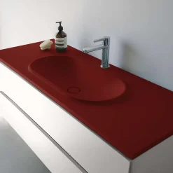 Poalgi Plan vasque lavabo résine Wraitom 100x46 cm rouge tassili série Bül