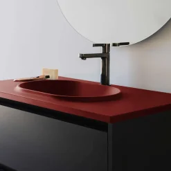 Poalgi Plan vasque lavabo résine Wraitom 100x46 cm rouge tassili série Bül