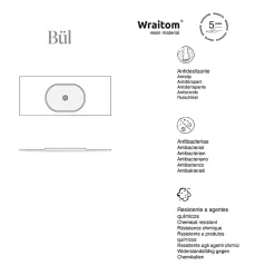 Poalgi Plan vasque lavabo résine Wraitom 100x46 cm gris concret série Bül* Plan Simple Vasque