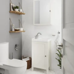 GoodHome Plan vasque lave-mains blanc Lana L. 44,7 x H. 14,2 x P. 30,7 cm