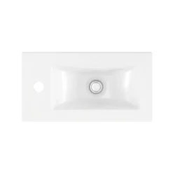 GoodHome Plan vasque lave-mains en céramique blanche l.44,4 x H.13 x P.23,5 cm Nira* Plan Vasque Lave-Mains