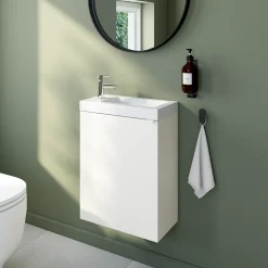 GoodHome Plan vasque lave-mains en céramique blanche l.44,4 x H.13 x P.23,5 cm Nira* Plan Vasque Lave-Mains