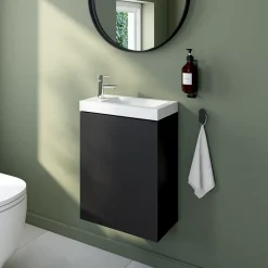 GoodHome Plan vasque lave-mains en céramique blanche l.44,4 x H.13 x P.23,5 cm Nira* Plan Vasque Lave-Mains