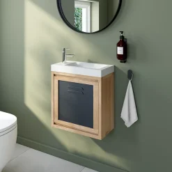 GoodHome Plan vasque lave-mains en céramique blanche l.44,4 x H.13 x P.23,5 cm Nira* Plan Vasque Lave-Mains